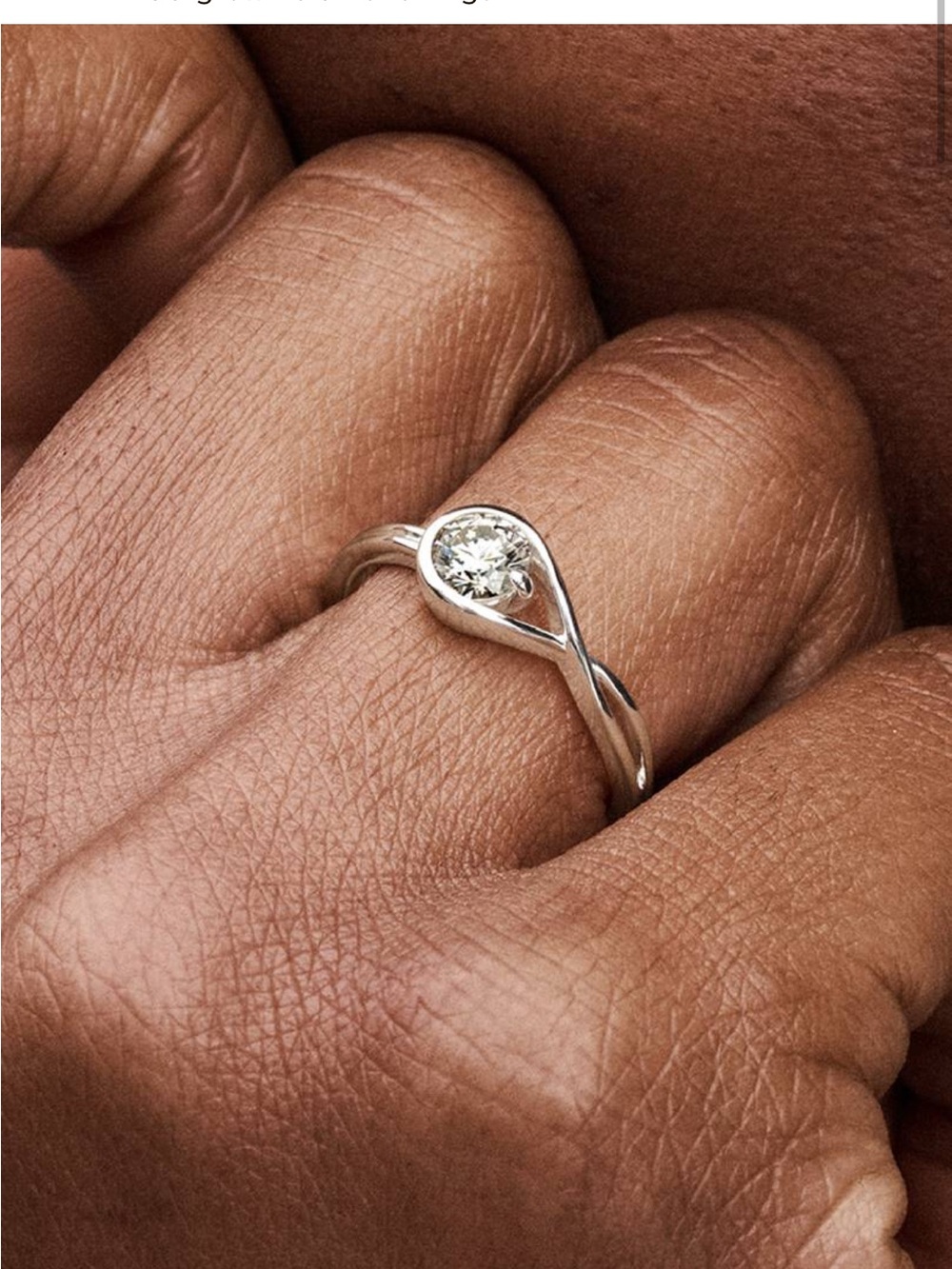 Sterling Silver Solitaire Infinity Twist Ring with Lab Grown Diamond 0.25CT